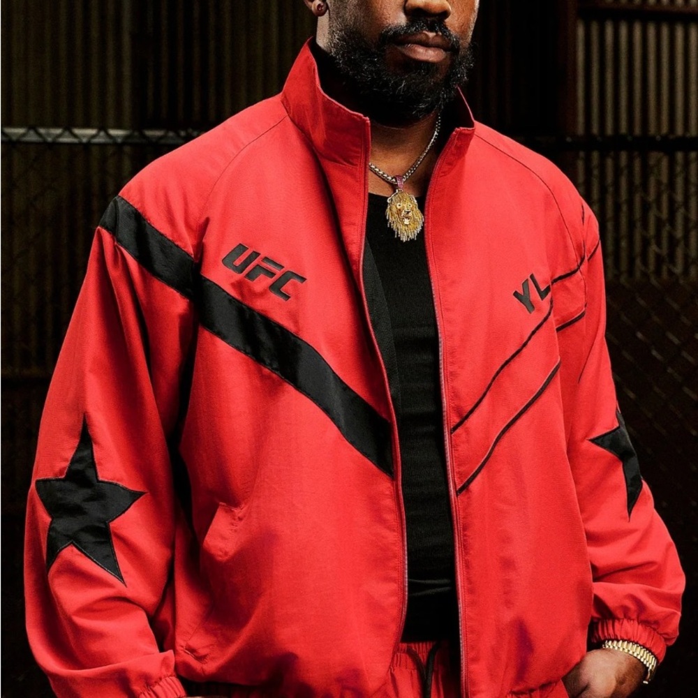 YoungLA Red and Black Bomber Jacket with Star Accent